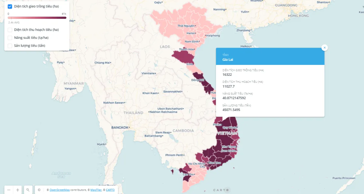 Bản đồ hồ tiêu được trồng nhiều nhất ở vùng nào Việt Nam 2026