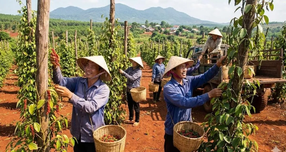 Vườn tiêu năng suất cao sau khi áp dụng lời khuyên dự báo giá