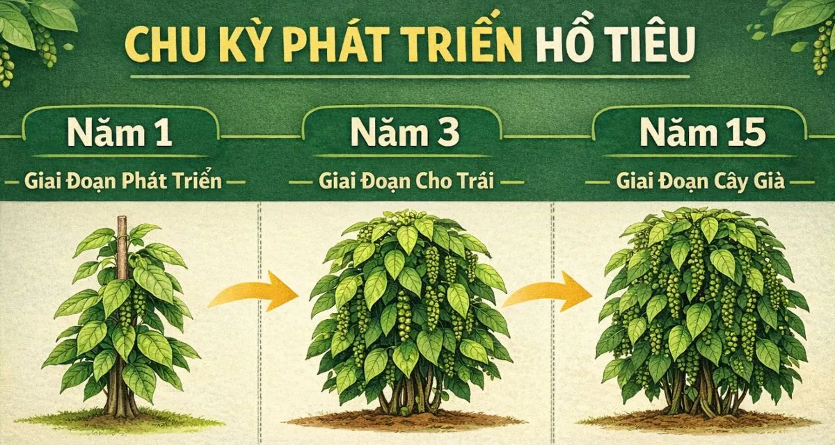 chu kỳ sinh trưởng của cây hồ tiêu
