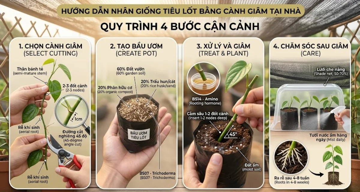 hướng dẫn trồng tiêu lốt tại nhà